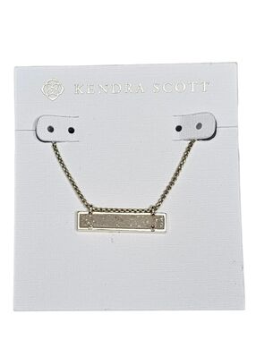 Kendra Scott Gold Leonor Bar Iridesent Drusy White Quartz Pendant Necklace